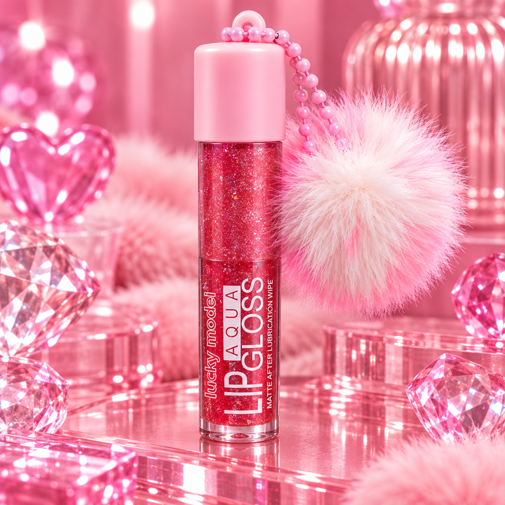 Lucky Model Aqua Lip Gloss – Piros Csillámos Szájfény