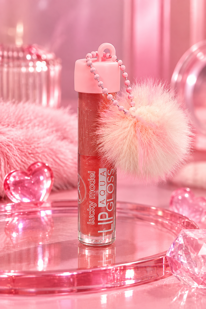 Lucky Model Aqua Lip Gloss Csillámos Szájfény – Rózsaszín 8 g