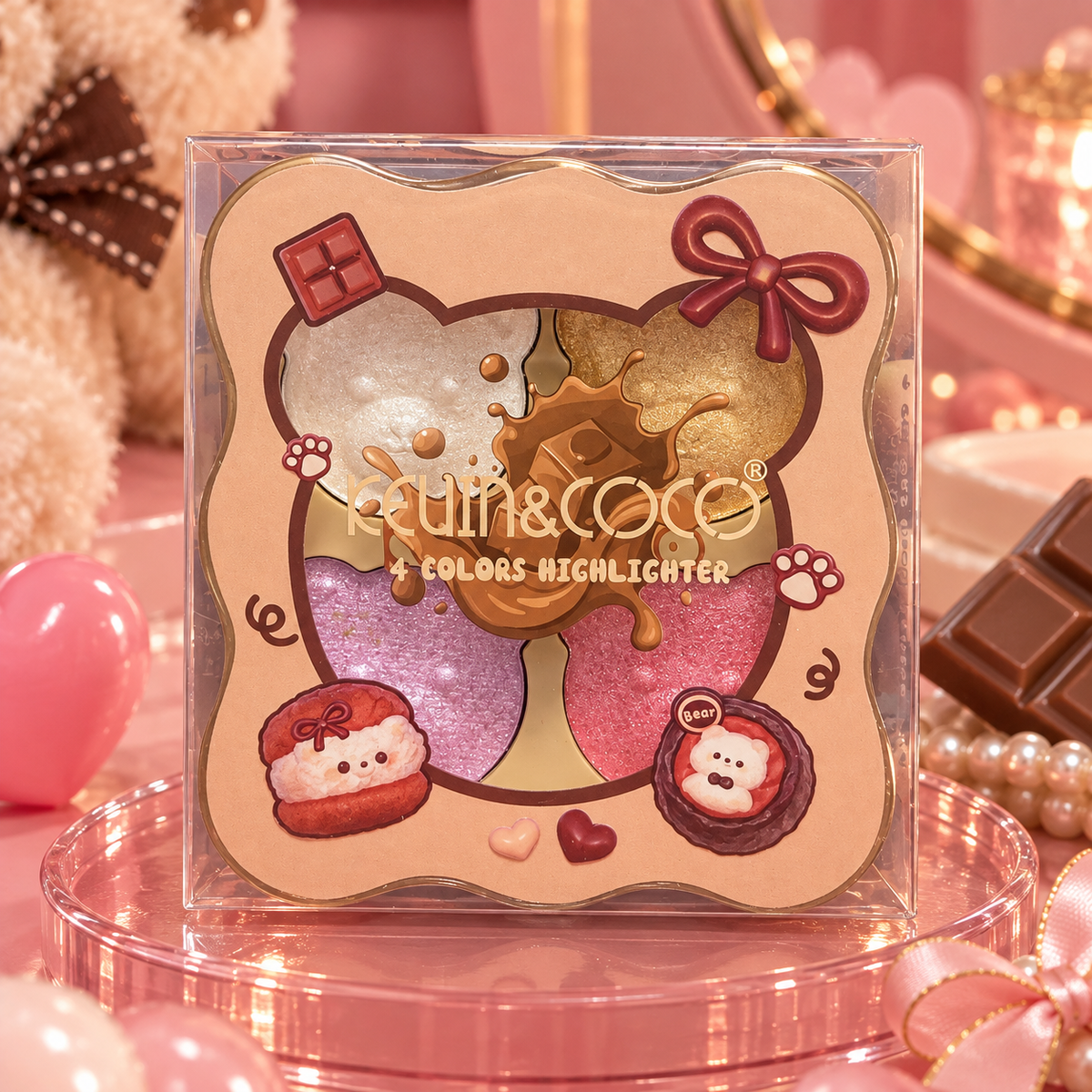 Kevin&Coco 4-Color Highlighter Palette – 4 Colors