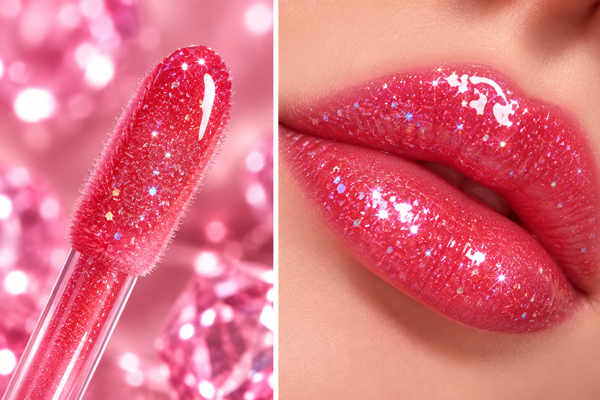 Lucky Model Aqua Lip Gloss – Roter Glitzer-Lipgloss