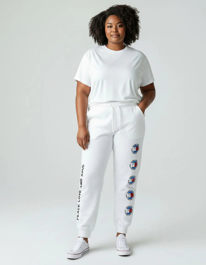 Tommy Jeans női melegítő nadrág fehér – Peace Smiley track pants