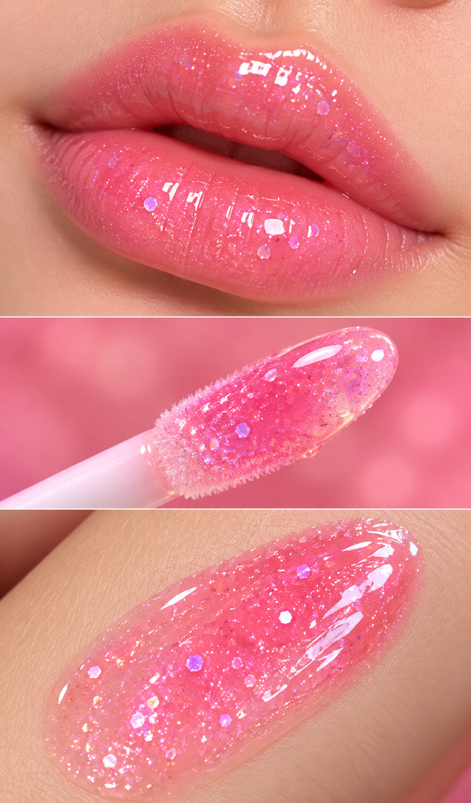 Lucky Model Glitzer-Lipgloss mit Schlüsselanhänger und herzförmigem Spiegel