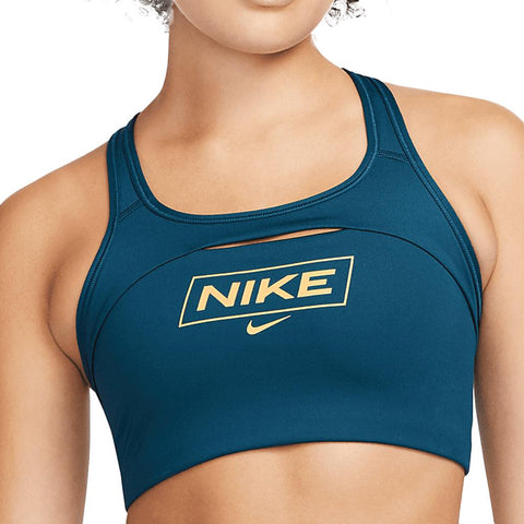 Nike Pro Sport-BH für Damen – Grün, Trainingsoberteil mit Logo