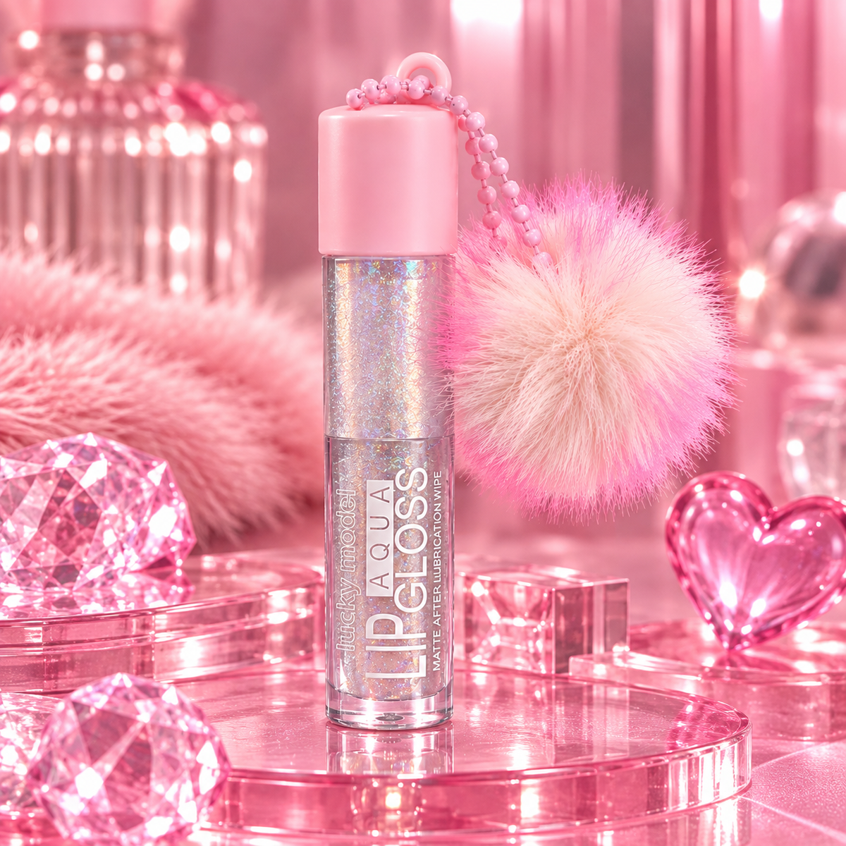 Lucky Model Aqua Lip Gloss – holografischer Glitzer-Lipgloss