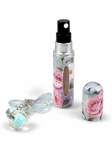 virágmintás pillangó díszes parfüm újratölthető utazó spray kulcstartóval – 5 ml