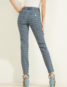Guess női sok mintás skinny farmer nadrág – logómintás kék jeans
