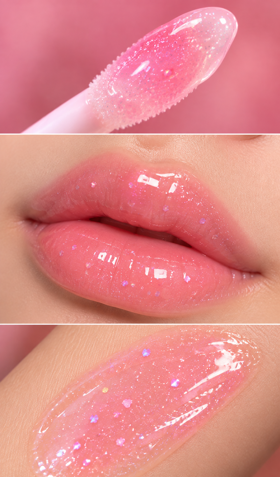 Peach-Scented Bunny Glitter Lip Gloss with Beaded Wrist Strap