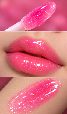 Glänzender Lippenbalsam mit Erdbeerduft und Häschenmotiv mit Perlenarmband