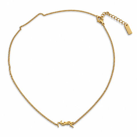 Elegant gold-tone women’s necklace with YSL logo