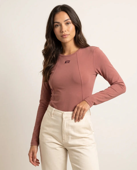 Nike Women's Brown Long-Sleeve Fitted Bodysuit – Sporty Women's Top