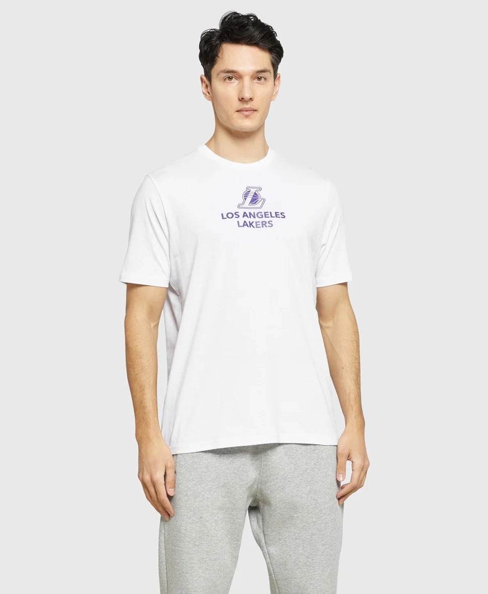 New Era Los Angeles Lakers fehér férfi póló közepes logóval