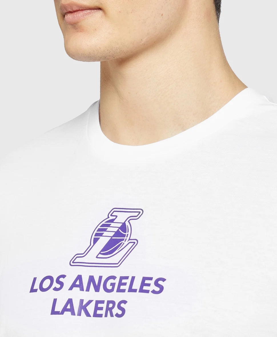 New Era Los Angeles Lakers fehér férfi póló közepes logóval