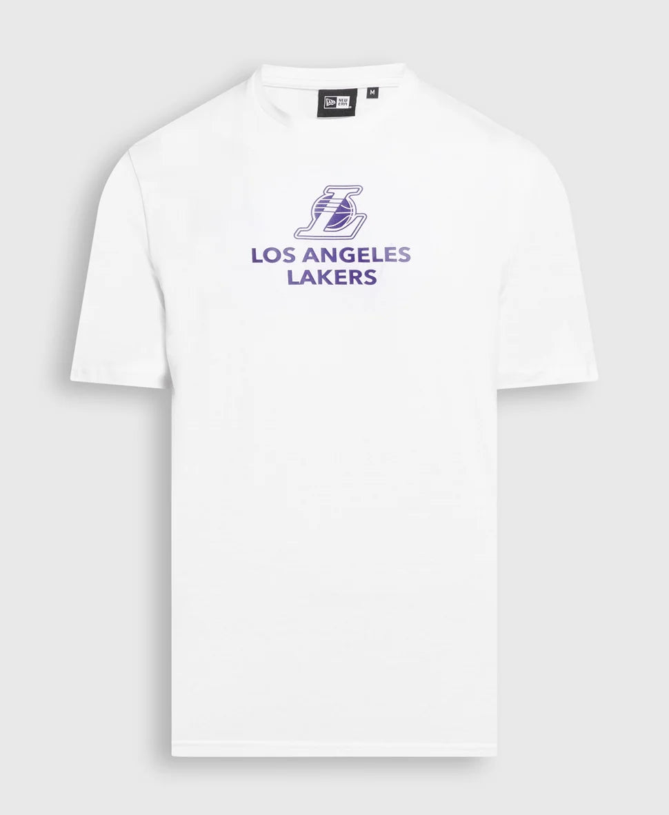 New Era Los Angeles Lakers fehér férfi póló közepes logóval