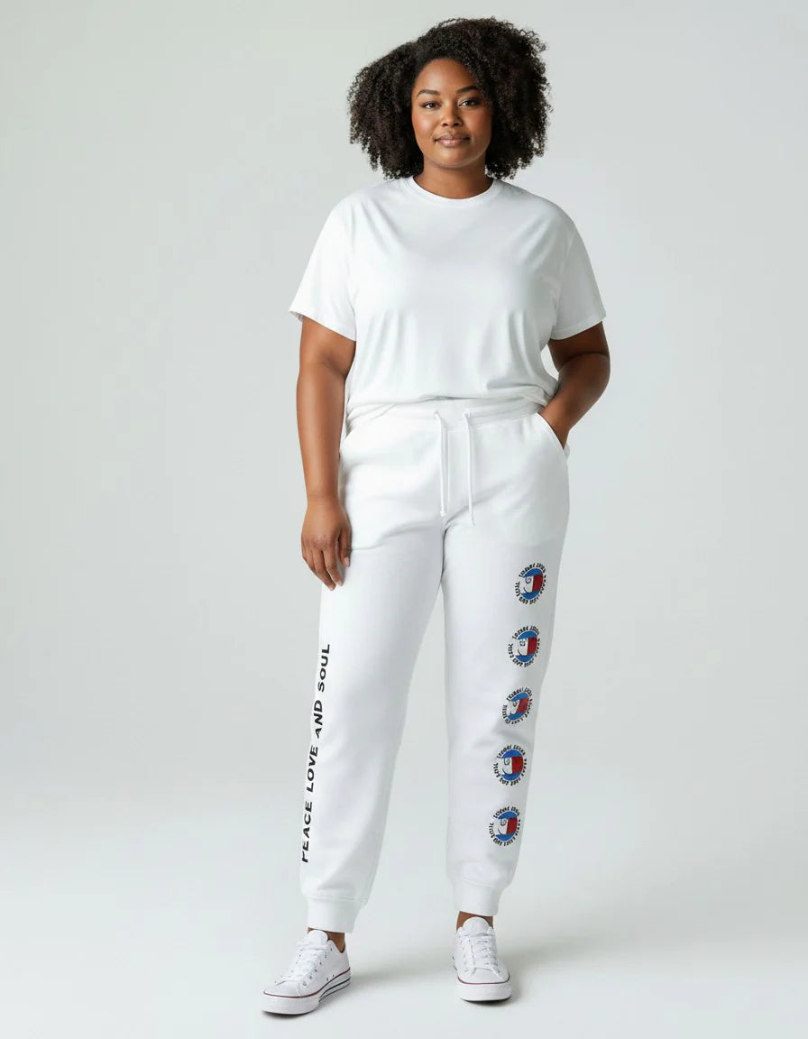 Tommy Jeans női melegítő nadrág fehér – Peace Smiley track pants