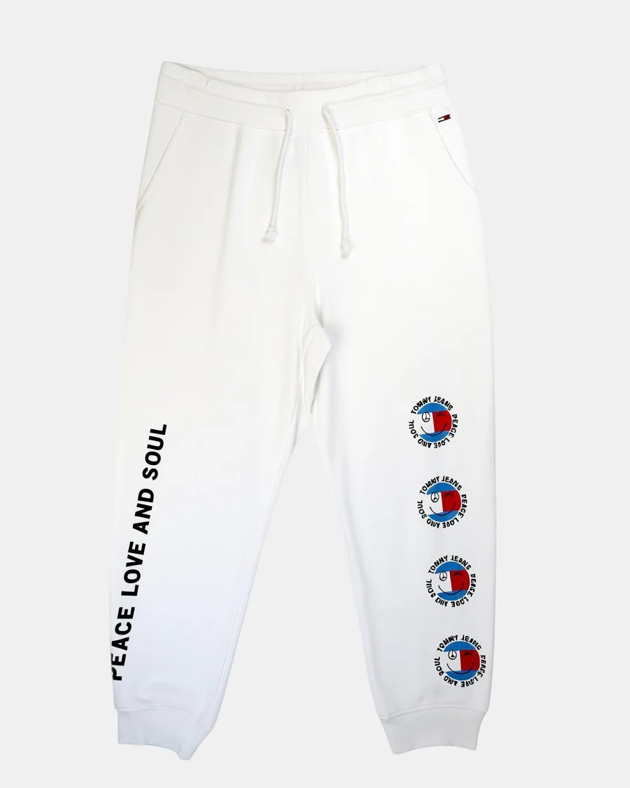Tommy Jeans női melegítő nadrág fehér – Peace Smiley track pants